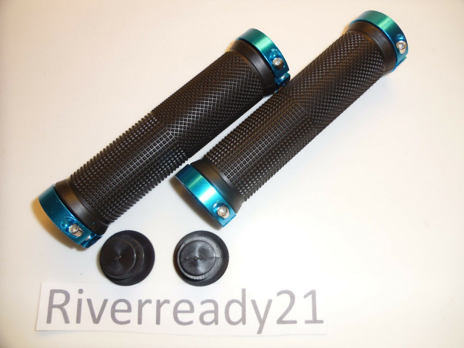 Black w/ Blue Lockon Grips for 7/8 bars JetSki SeaDoo Bike bmx super
